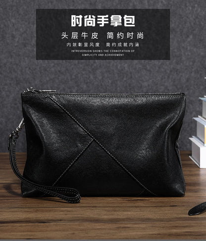 Men's Clutch Bag Made of Cowhide Genuine Leather High Quality Large Capacity Men's Handbag 