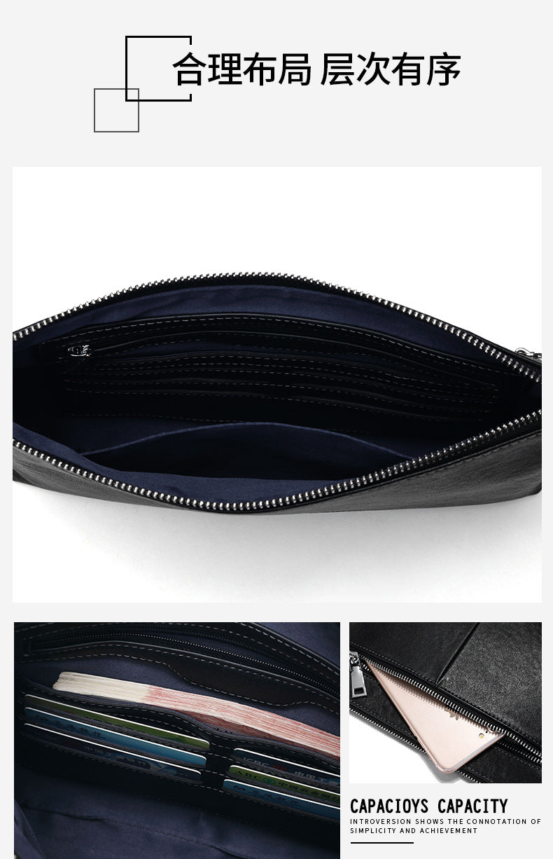 Men's Clutch Bag Made of Cowhide Genuine Leather High Quality Large Capacity Men's Handbag 
