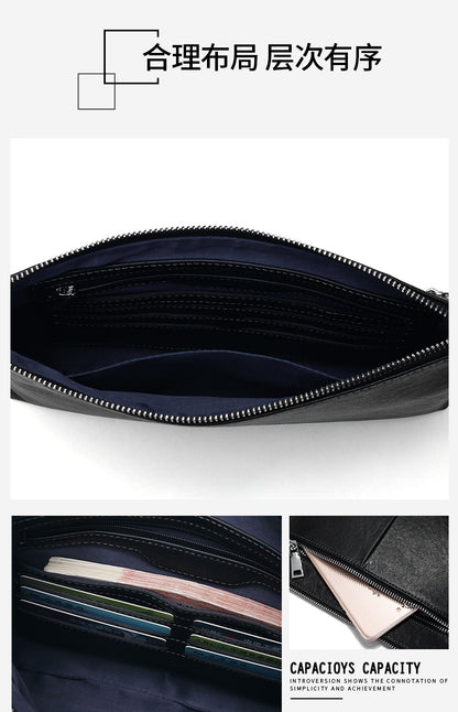 Men's Clutch Bag Made of Cowhide Genuine Leather High Quality Large Capacity Men's Handbag 