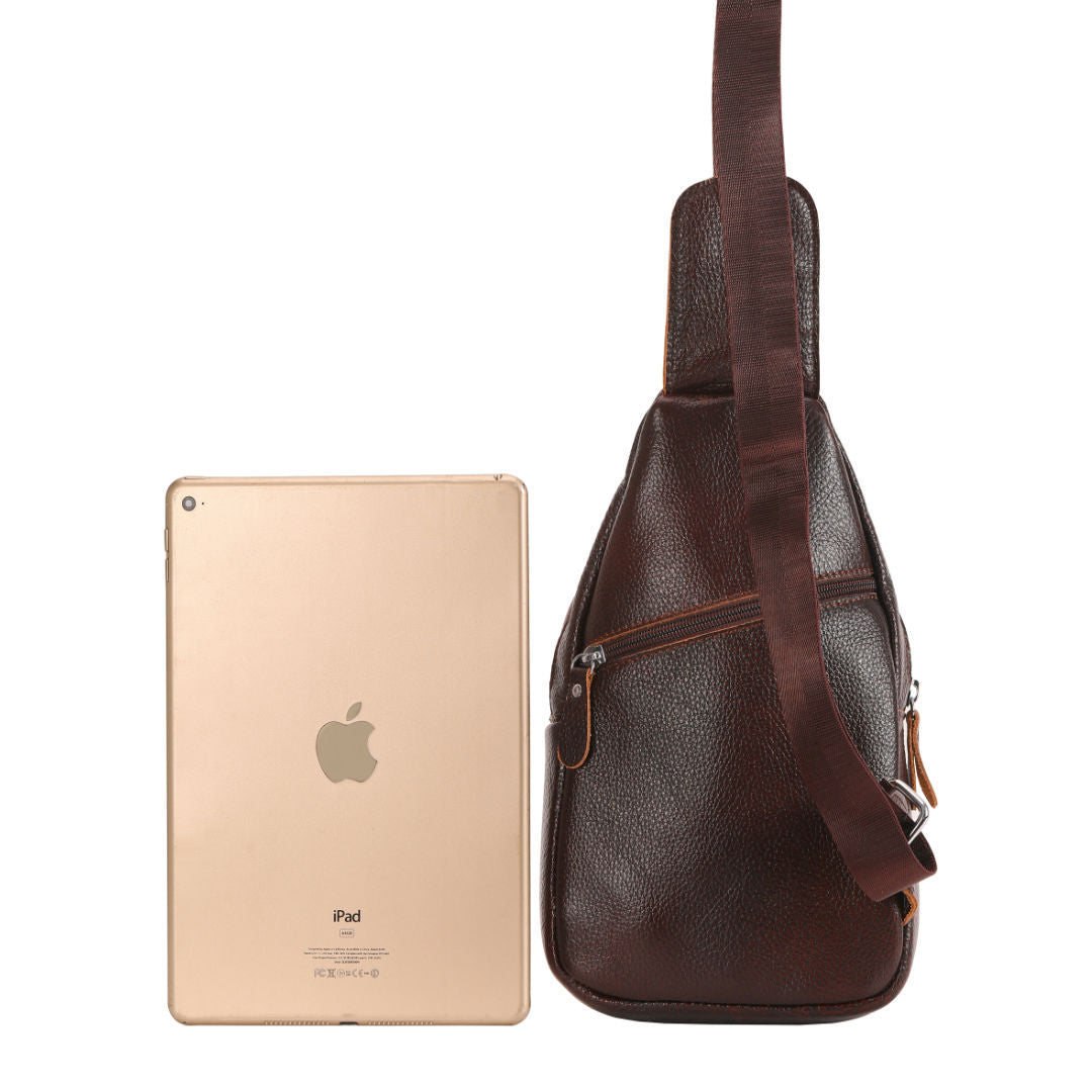 Men's bust bag genuine cowhide leather Korean fashion individuality retro casual shoulder bag crossbody bag for men 