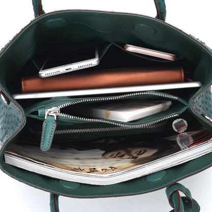 Fashionable Ostrich Leather Women's Bag Genuine Ostrich Leather Large Capacity Casual Handbag Leather Tote Bag