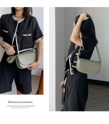 Stylish woven genuine leather women's bag armpit bag cowhide shoulder bag crossbody bag women