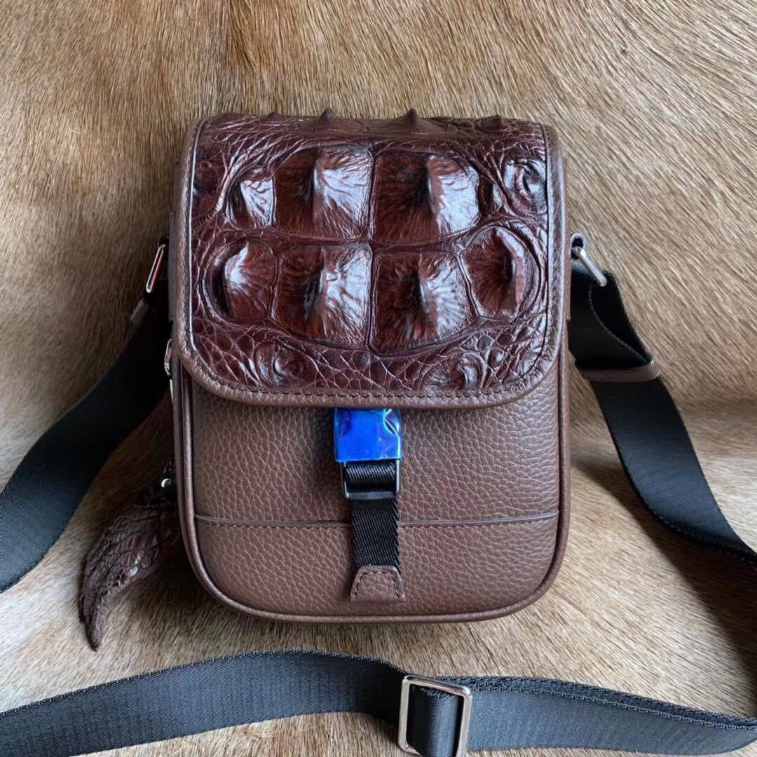 Men's Shoulder Bag Crocodile Skin Skull Skin Genuine Leather Casual Fashion Large Capacity Men's Crossbody Bag