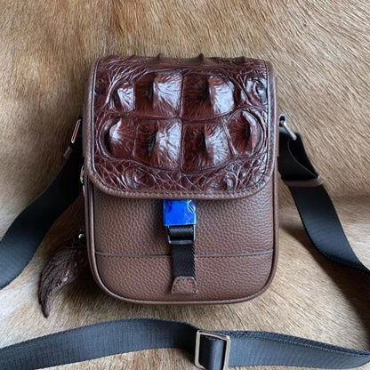 Men's Shoulder Bag Crocodile Skin Skull Skin Genuine Leather Casual Fashion Large Capacity Men's Crossbody Bag
