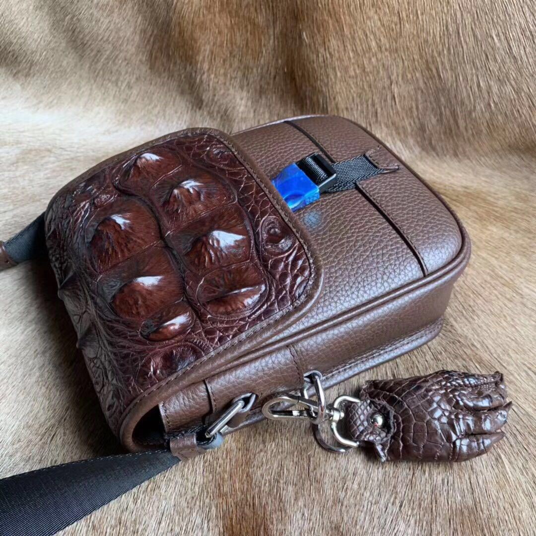 Men's Shoulder Bag Crocodile Skin Skull Skin Genuine Leather Casual Fashion Large Capacity Men's Crossbody Bag