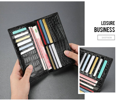 Crocodile skin long wallet men's wallet card bag genuine leather business wallet 