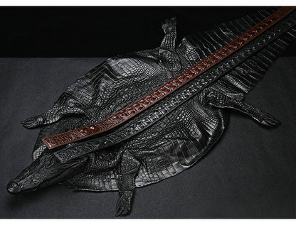 Siamese Crocodile Skin Genuine Leather Automatic Buckle Men's Belt Casual Business or Commuting 