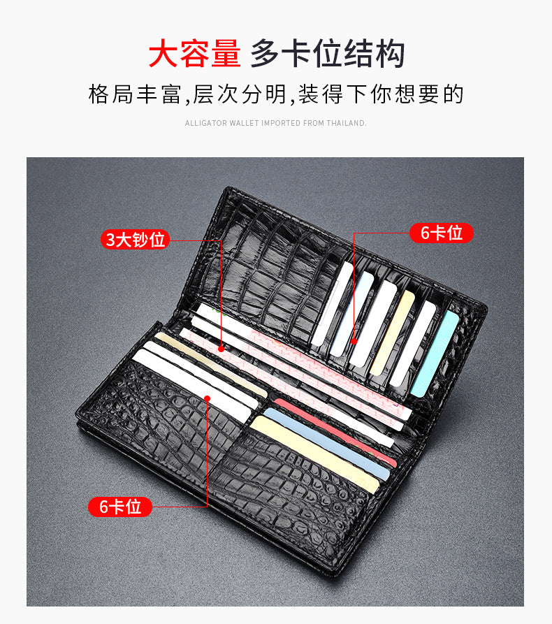 Crocodile skin long wallet men's wallet card bag genuine leather business wallet 