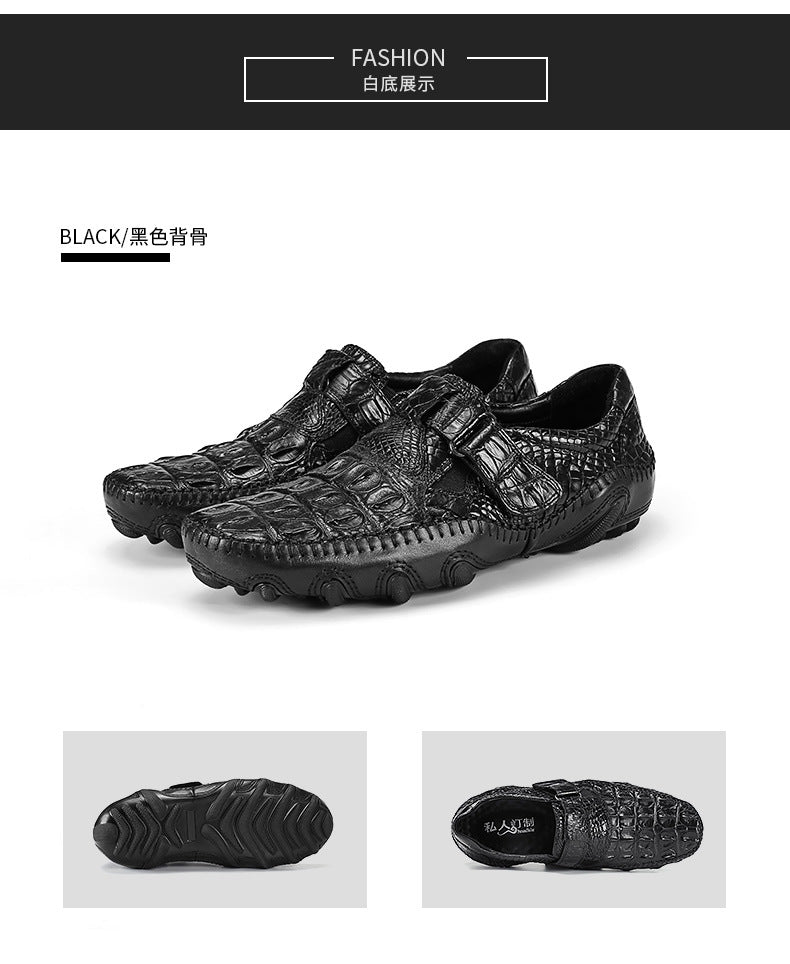 Crocodile leather genuine leather men's leather shoes moccasins men's business casual shoes 