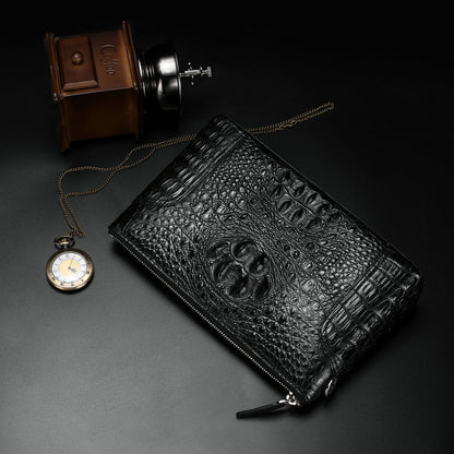 Siamese Crocodile Skin Handbag Genuine Leather Business Casual Men's Bag 