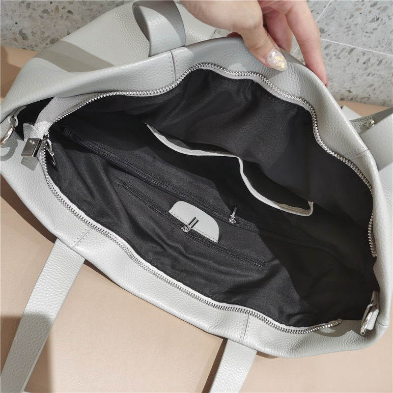 Zipper bag casual shoulder bag large capacity cowhide ladies bag genuine leather tote bag diagonal shoulder bag