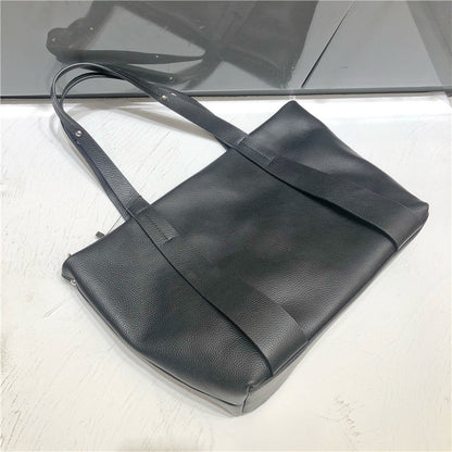 Zipper bag casual shoulder bag large capacity cowhide ladies bag genuine leather tote bag diagonal shoulder bag
