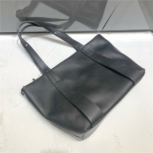 Zipper bag casual shoulder bag large capacity cowhide ladies bag genuine leather tote bag diagonal shoulder bag