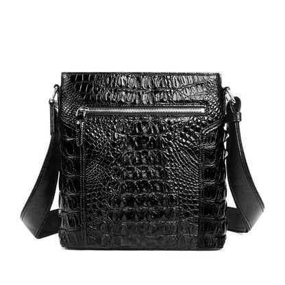 Men's Shoulder Bag Crocodile Skin Genuine Leather Multifunctional Large Capacity Casual Business Crossbody Bag 