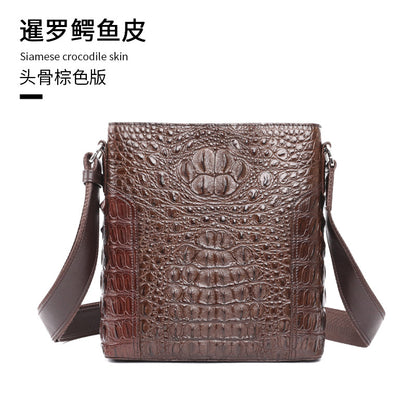 Men's Shoulder Bag Crocodile Skin Genuine Leather Multifunctional Large Capacity Casual Business Crossbody Bag 