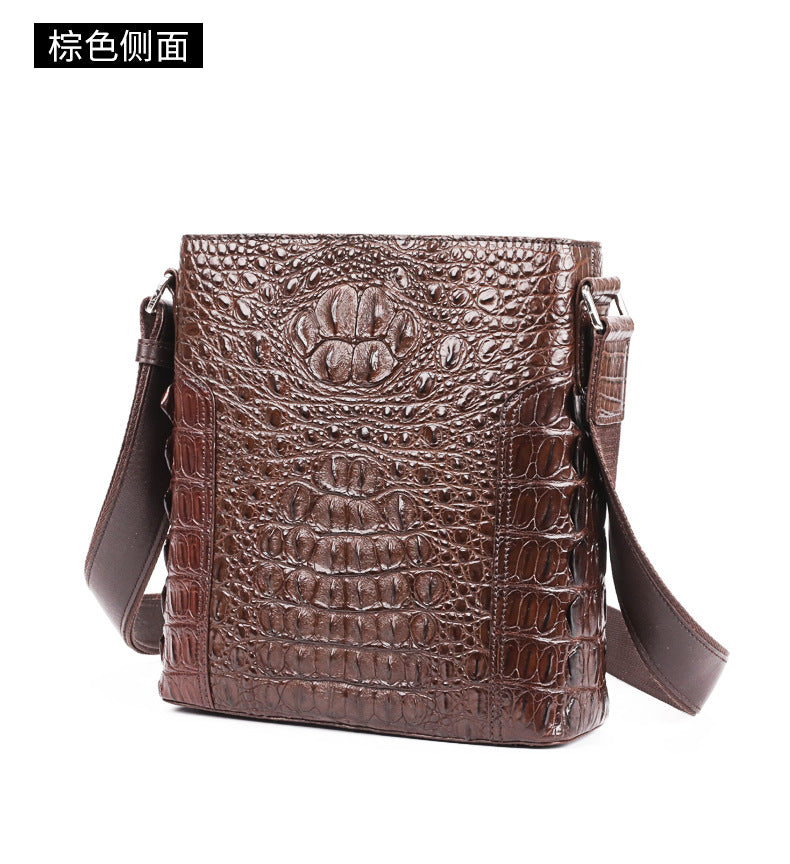Men's Shoulder Bag Crocodile Skin Genuine Leather Multifunctional Large Capacity Casual Business Crossbody Bag 