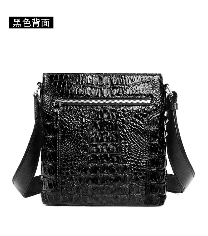 Men's Shoulder Bag Crocodile Skin Genuine Leather Multifunctional Large Capacity Casual Business Crossbody Bag 