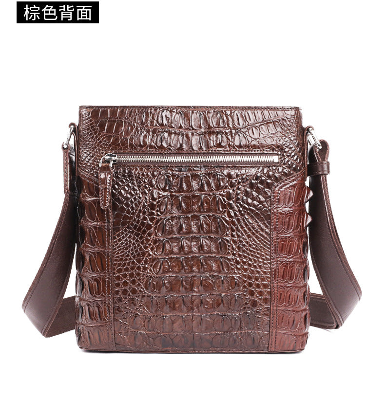 Men's Shoulder Bag Crocodile Skin Genuine Leather Multifunctional Large Capacity Casual Business Crossbody Bag 