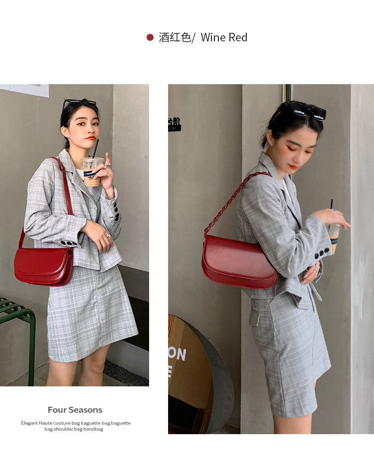 Stylish woven genuine leather women's bag armpit bag cowhide shoulder bag crossbody bag women