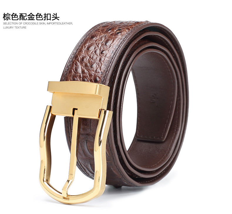 Siamese Crocodile Skin Genuine Leather Men's Belt High Quality Casual Business Gentleman Belt 