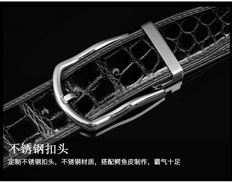 Siamese Crocodile Skin Genuine Leather Men's Belt High Quality Casual Business Gentleman Belt 