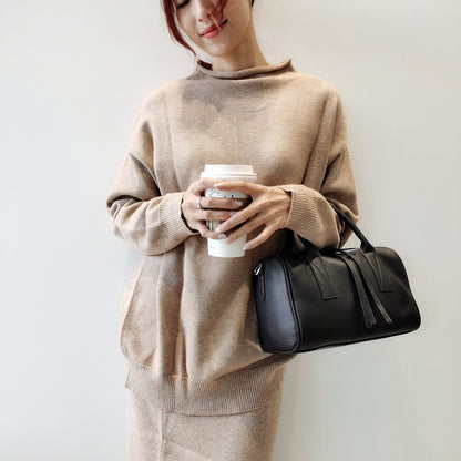 Large Capacity Genuine Leather Women Handbag Crossbody Bag Atmospheric 2way Bag Casual Leather Tote Bag
