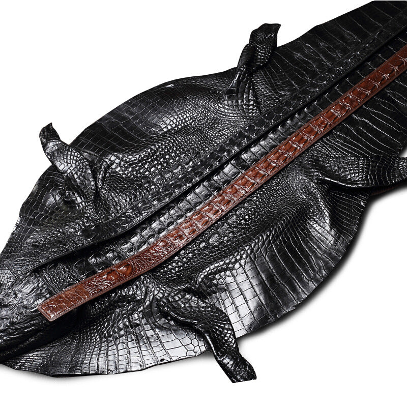 Siamese Crocodile Skin Genuine Leather Men's Belt High Quality Casual Business Gentleman Belt 