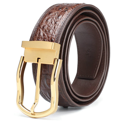 Siamese Crocodile Skin Genuine Leather Men's Belt High Quality Casual Business Gentleman Belt 