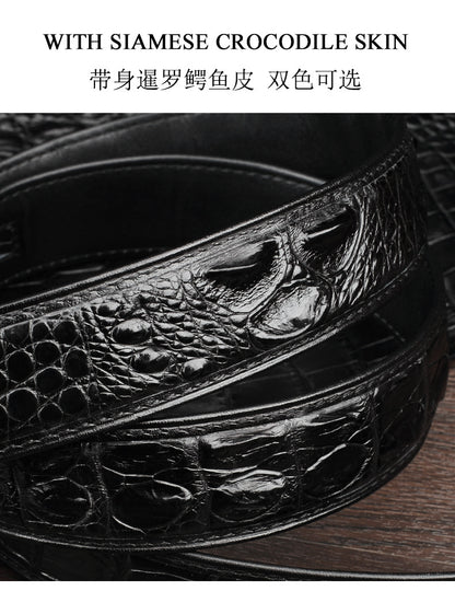 Siamese Crocodile Skin Genuine Leather Men's Belt High Quality Casual Business Gentleman Belt 