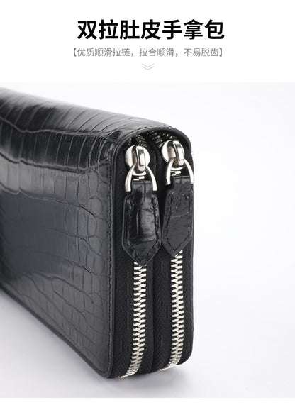 Crocodile skin long wallet Men's wallet Genuine leather card holder Business casual wallet Handbag 