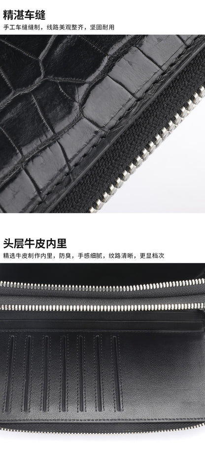 Crocodile skin long wallet Men's wallet Genuine leather card holder Business casual wallet Handbag 