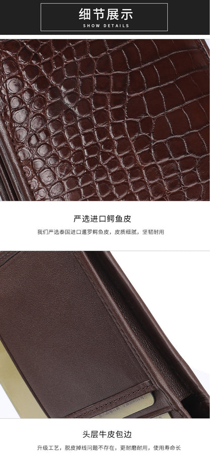 Crocodile skin short wallet genuine leather men's wallet card holder business handbag 