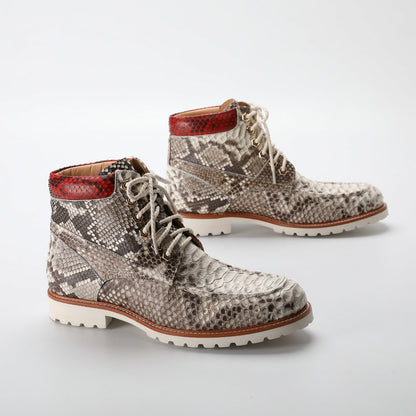 Python Skin Genuine Leather Men's Boots Martin Boots Casual Shoes 