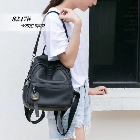 Genuine Leather Shoulder Bag Women Large Capacity Shoulder Bag Cowhide Ladies Rucksack Casual