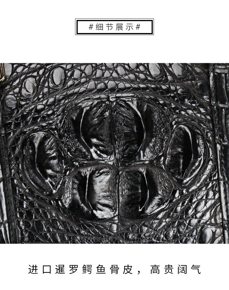 Siamese crocodile skin genuine leather unisex handbag travel bag casual fashion large capacity handbag 
