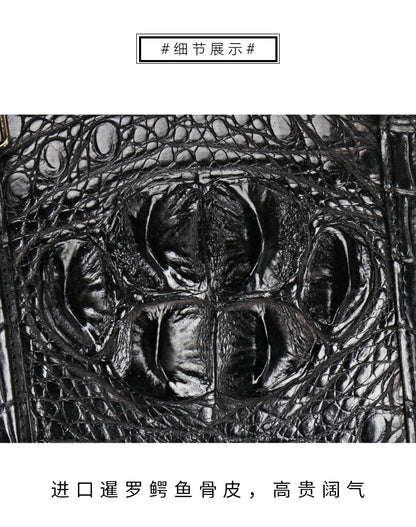 Siamese crocodile skin genuine leather unisex handbag travel bag casual fashion large capacity handbag 