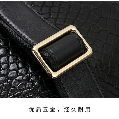 Siamese crocodile skin genuine leather unisex handbag travel bag casual fashion large capacity handbag 