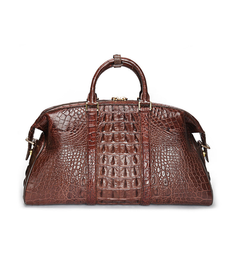 Siamese crocodile skin genuine leather unisex handbag travel bag casual fashion large capacity handbag 