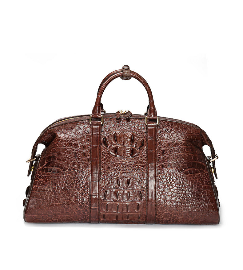 Siamese crocodile skin genuine leather unisex handbag travel bag casual fashion large capacity handbag 
