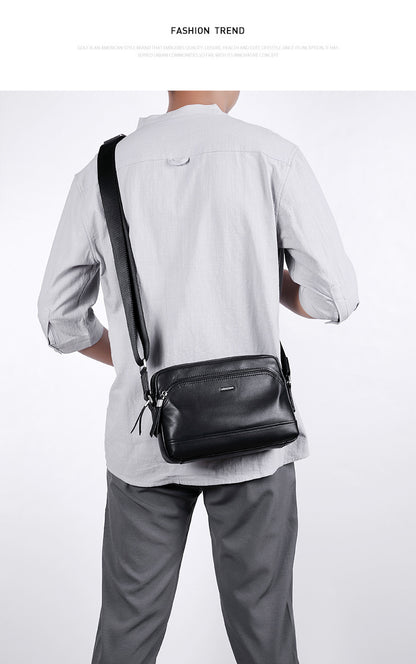 Men's shoulder bag, multi-functional, genuine cowhide leather, business crossbody bag 