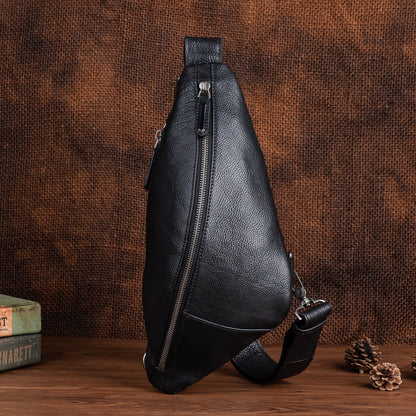 Men's bust bag Genuine cowhide leather unique casual crossbody bag for men 