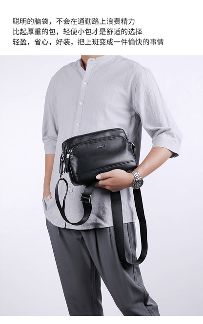 Men's shoulder bag, multi-functional, genuine cowhide leather, business crossbody bag 