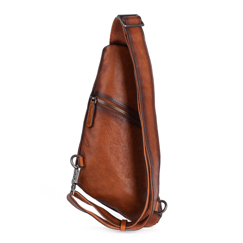 Men's bust bag Genuine cowhide leather unique casual crossbody bag for men 