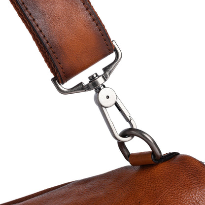 Men's bust bag Genuine cowhide leather unique casual crossbody bag for men 