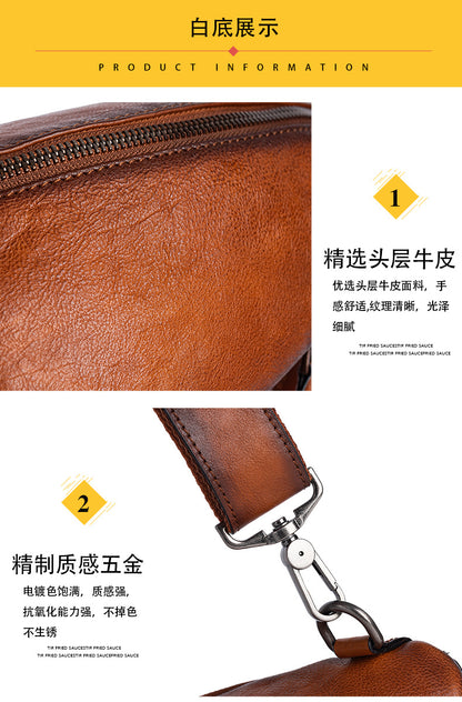 Men's bust bag Genuine cowhide leather unique casual crossbody bag for men 