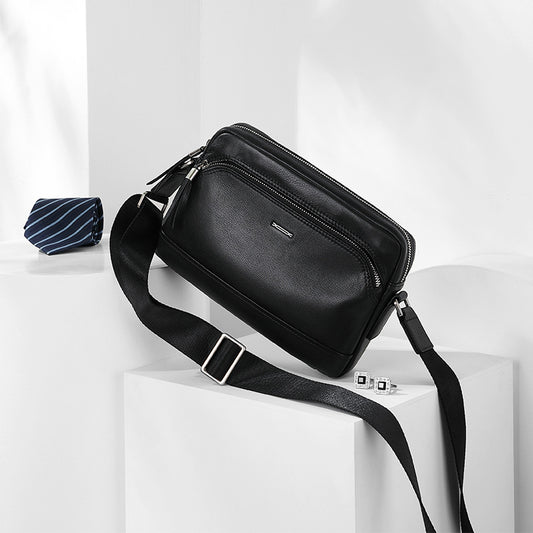 Men's shoulder bag, multi-functional, genuine cowhide leather, business crossbody bag 