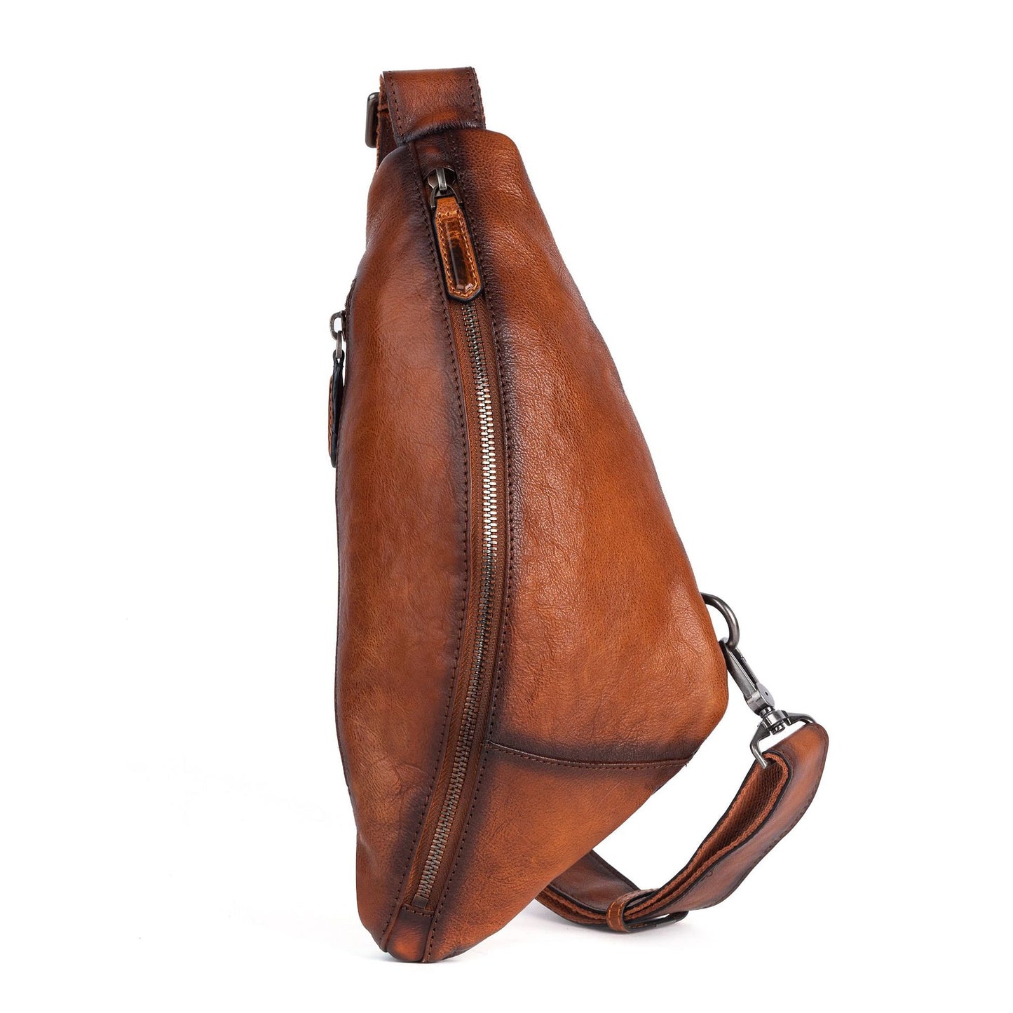 Men's bust bag Genuine cowhide leather unique casual crossbody bag for men 