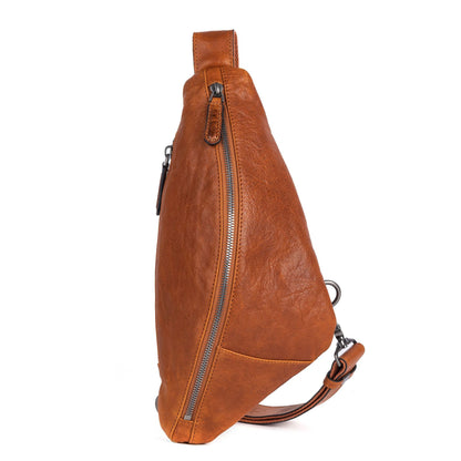 Men's bust bag Genuine cowhide leather unique casual crossbody bag for men 