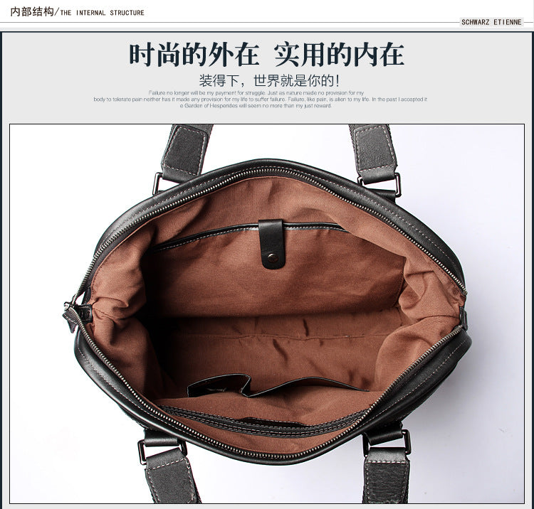 Men's handbag genuine cowhide leather large capacity computer bag business briefcase 