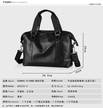 Men's handbag genuine cowhide leather large capacity computer bag business briefcase 